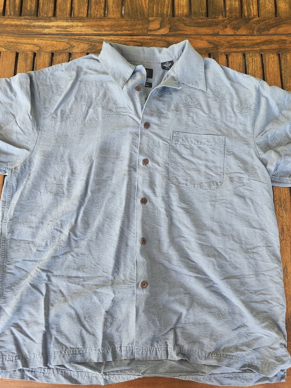 Men's Haggar Light Blue Button-Down 100% Machine Washable Silk Size Large